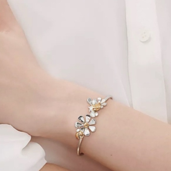 Tiffany And Co. 18K Yellow Gold & 925 Silver Love Bug Bangle bracelet - Picture 2 of 7